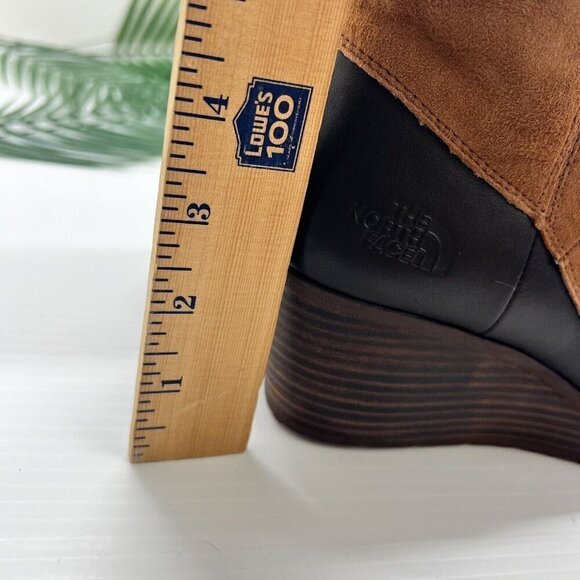 The North Face Bridgeton Wedge Zip Ankle Boots Size 10.5 Brown Suede Leather NWB - Picture 3 of 13